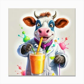 Cow Drinking Juice 1 Canvas Print