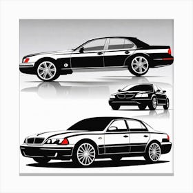 Black And White Car Silhouettes 1 Canvas Print