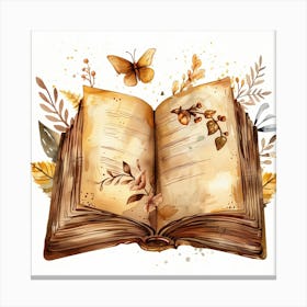 Open Book With Butterflies 6 Canvas Print