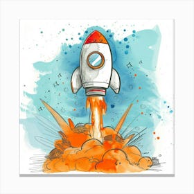 Illustration Of A Rocket Launch Canvas Print