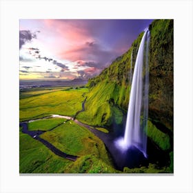 Waterfall In Iceland Canvas Print