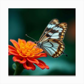 Butterfly On A Flower Canvas Print