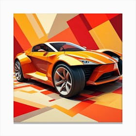 Futuristic Yellow Dream Car Cubism Style Canvas Print