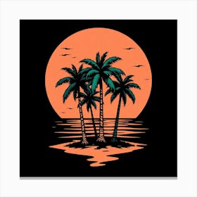 Palm Trees At Sunset Canvas Print