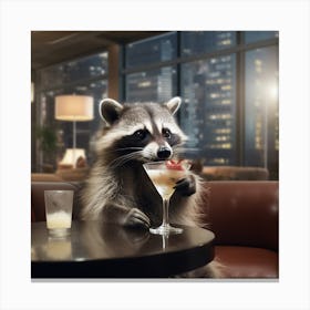 Raccoon With Martini Canvas Print