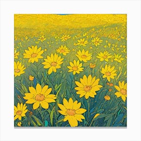 Sunflowers In The Field Canvas Print