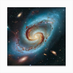 An Illustration Of Two Galaxies Colliding With Eac Canvas Print