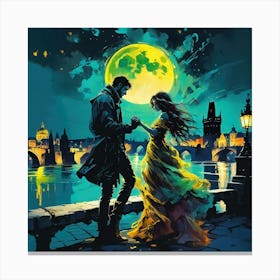 Moonlight On The Bridge Canvas Print