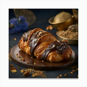 Croissant With Chocolate And Nuts Canvas Print