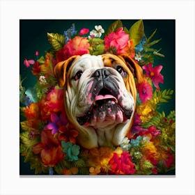 Flower Dog English Bulldog Canvas Print