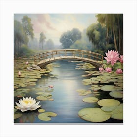 Water Lily Bridge 1 Art Print 2 Canvas Print