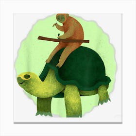 Speed Is Relative Cute Sloth Riding Tortoise Funny Gift Canvas Print