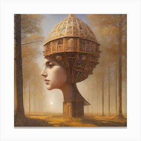 Female Head In The Woods Canvas Print