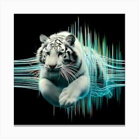 White Tiger Jump A Soundwave Creative Illustration Canvas Print