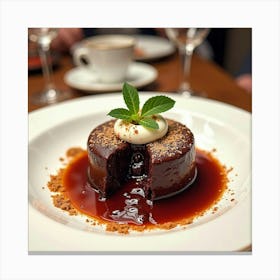 Chocolate Dessert On A Plate Canvas Print