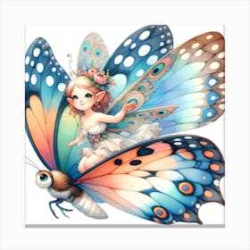 Fairy On A Butterfly Canvas Print