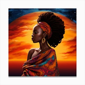 African Woman At Sunset 4 Canvas Print
