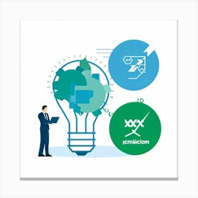 Conceptual Icons Depicting Business Decision Making Process From Strategic Planning To Final Approva Canvas Print