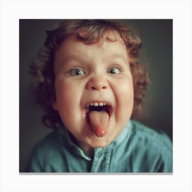 Child With Tongue Sticking Out Canvas Print