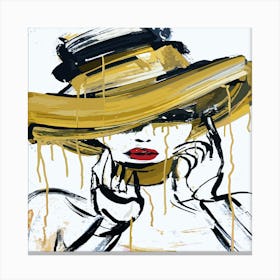 Woman In Yellow Hat Canvas Print