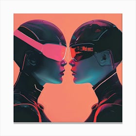 Two Androids In A Futuristic Setting Canvas Print