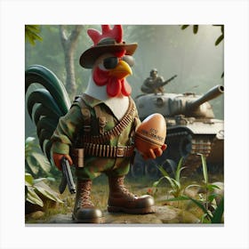 Rooster Soldier Canvas Print