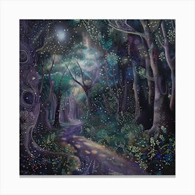 Forest Path, Tiny Dots, Pointillism Canvas Print