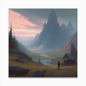 Peaceful Landscape In Mountains Professional Ominous Concept Art By Artgerm And Greg Rutkowski An (4) Canvas Print