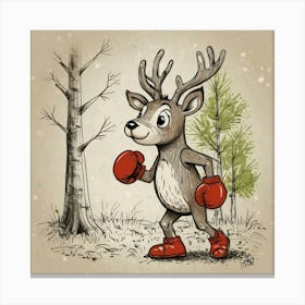 Boxing Deer 1 Canvas Print