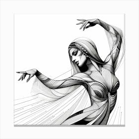 Belly Dancer - Abstract Line Art Illustration 228 Canvas Print