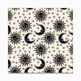 Sun And Moon Pattern Canvas Print