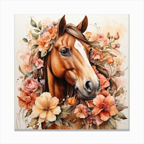 Horse With Flowers 1 Canvas Print