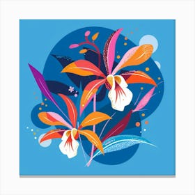 Orchids On Blue Background 1 Canvas Print