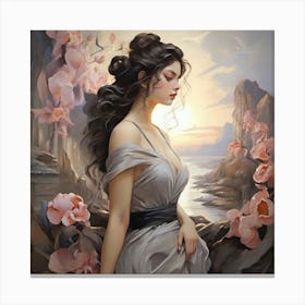 Woman With Flowers 1 Canvas Print