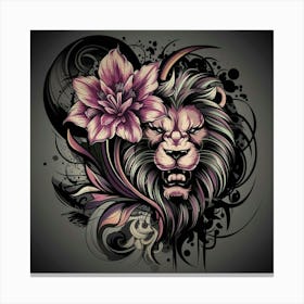 Lion Head Tattoo Canvas Print