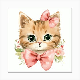 Cute Kitten With Bow Canvas Print