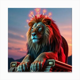 Lion In The Throne 4 Canvas Print