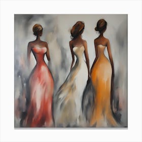 Three Women In Dresses Canvas Print