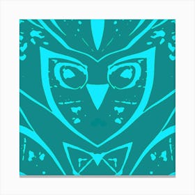 Abstract Owl Blue Green Canvas Print