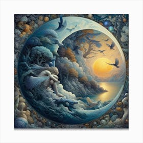 Moon And Birds Canvas Print