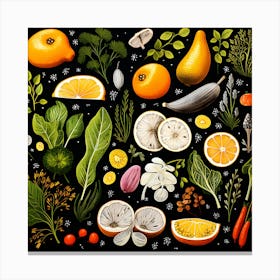 Fresh Fruits And Vegetables Canvas Print