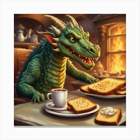 Dragon At The Table Canvas Print