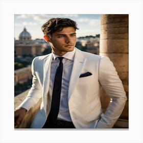 Man In A White Suit Canvas Print