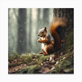 Red Squirrel In The Forest 8 Canvas Print