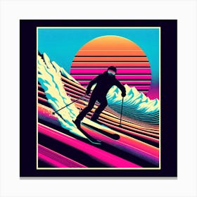 Skier At Sunset Canvas Print