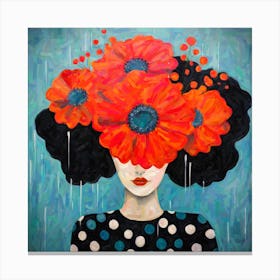 Red Flowers Hat Canvas Print