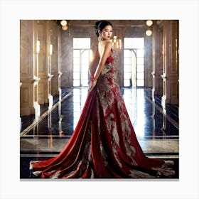 Asian Woman Striking A Pose Draped In Luxurious Designer Attire Surrounded By Opulent Surroundings (3) Canvas Print