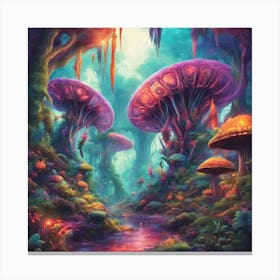 Imagination, Trippy, Synesthesia, Ultraneonenergypunk, Unique Alien Creatures With Faces That Looks (8) Canvas Print