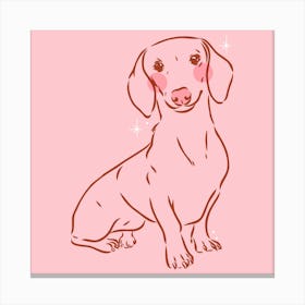 Dachshund | Sausage Dog - Pink 1 Canvas Print