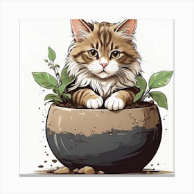 Cat In A Pot Canvas Print